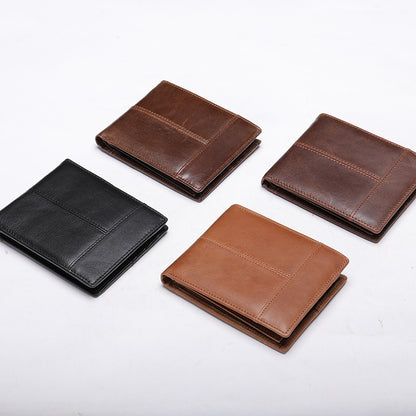 Men's short wallet cowhide thin rfid anti-theft business men's wallet 