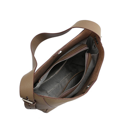 Genuine leather ladies large capacity one shoulder explosive bucket bag one shoulder simple commuting tote bag