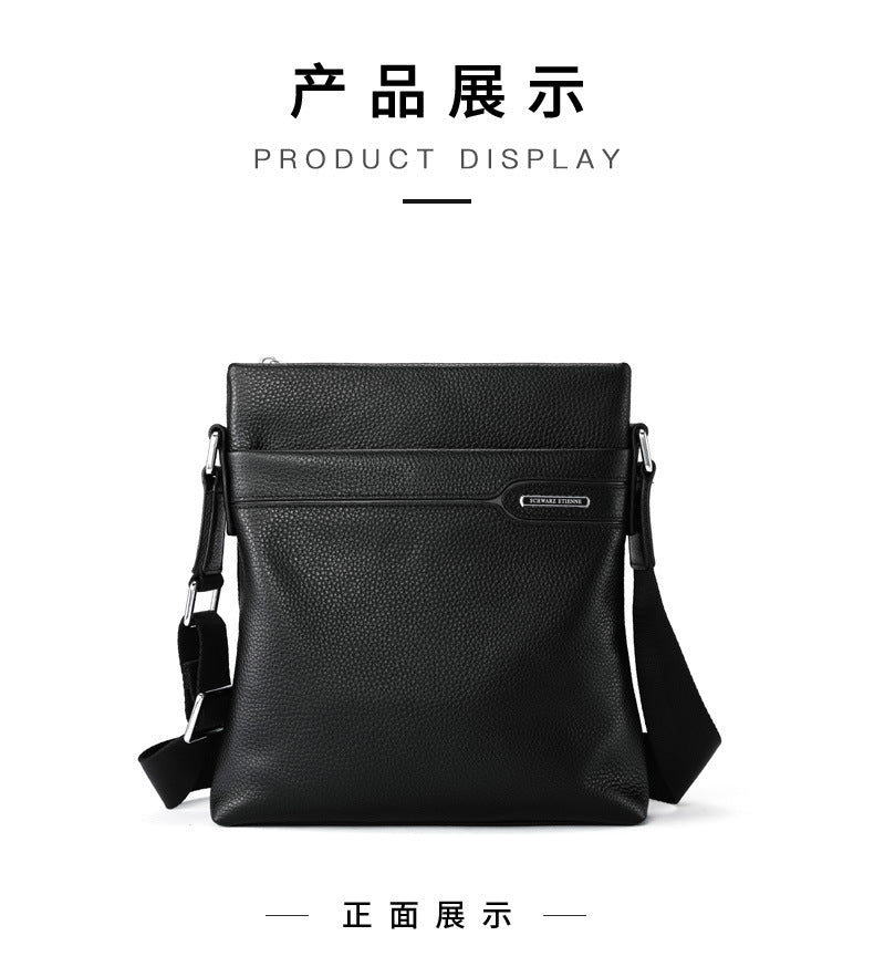 Men's Shoulder Bag Genuine Leather Cowhide Business Crossbody Bag for Men 