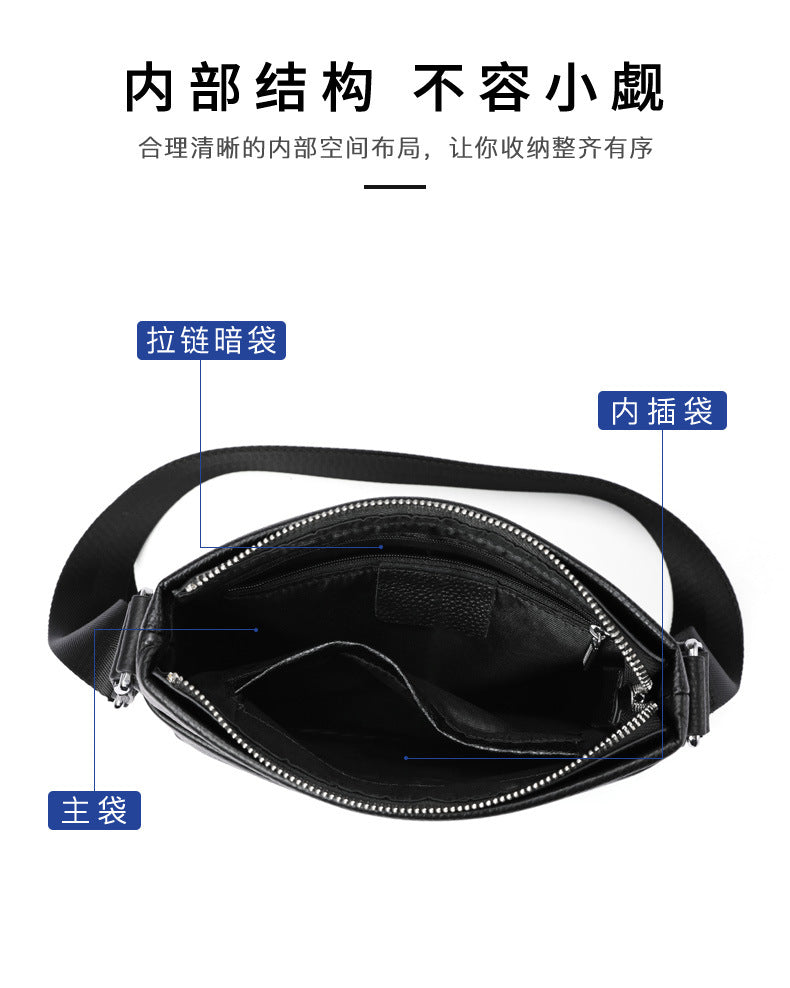 Men's Shoulder Bag Genuine Leather Cowhide Business Crossbody Bag for Men 