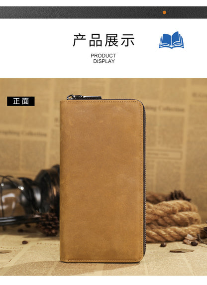 Men's long wallet wrist bag made of genuine cowhide leather high quality clutch bag men's wallet 