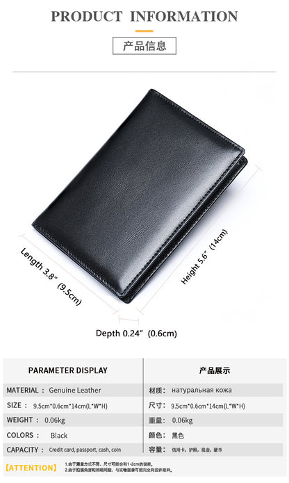 Men's short wallet made of genuine cowhide leather business multi-functional men's wallet card bag 