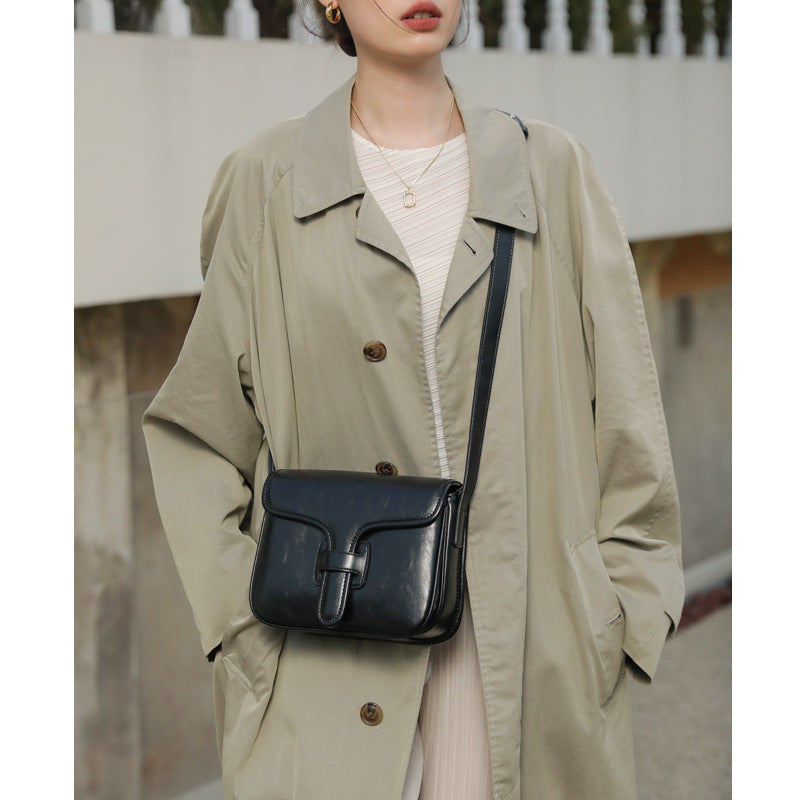 Genuine leather women's bag shoulder bag commuting crossbody bag retro messenger bag goes with everything