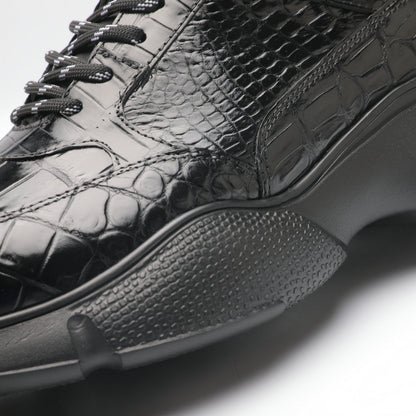 Crocodile Belly Skin Men's Short Boots Fashion Casual Platform Shoes Men's Shoes 