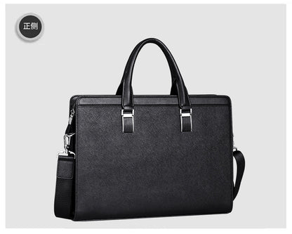 Men's handbag cowhide genuine leather computer bag large capacity business briefcase 