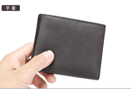 Men's short wallet made of genuine cowhide leather bifold folding DIY handmade wallet men's wallet 