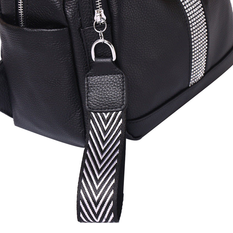 Genuine leather ladies shoulder bag women cowhide rucksack zipper commuting 