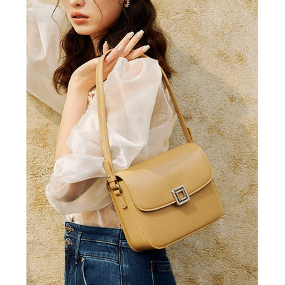 Women's armpit bag cowhide shoulder bag fashionable genuine leather luxury square bag
