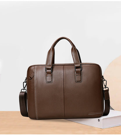 Men's handbag Genuine leather cowhide computer bag Business large capacity briefcase Men's handbag 