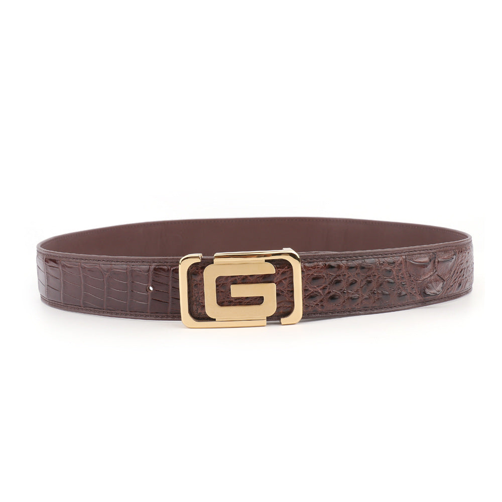 Men's Belt Crocodile Skin Genuine Leather Width 3.8cm Casual Men's Belt 