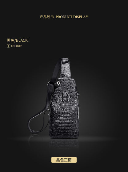 Crocodile bone skin bust bag genuine leather men's bag casual luxury crossbody bag 