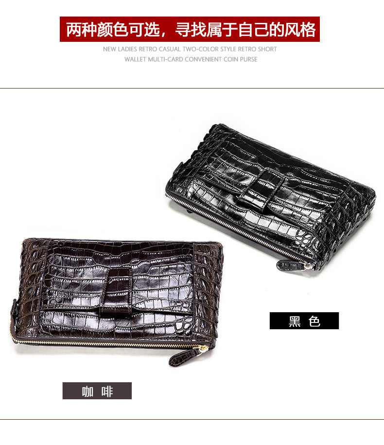 Men's Wallet Cow Leather Crocodile Crest Fashion Clutch Bag Smartphone Coin Card Holder Men's Wallet 