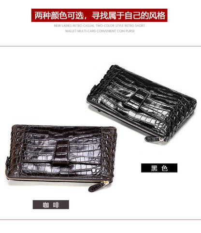 Men's Wallet Cow Leather Crocodile Crest Fashion Clutch Bag Smartphone Coin Card Holder Men's Wallet 