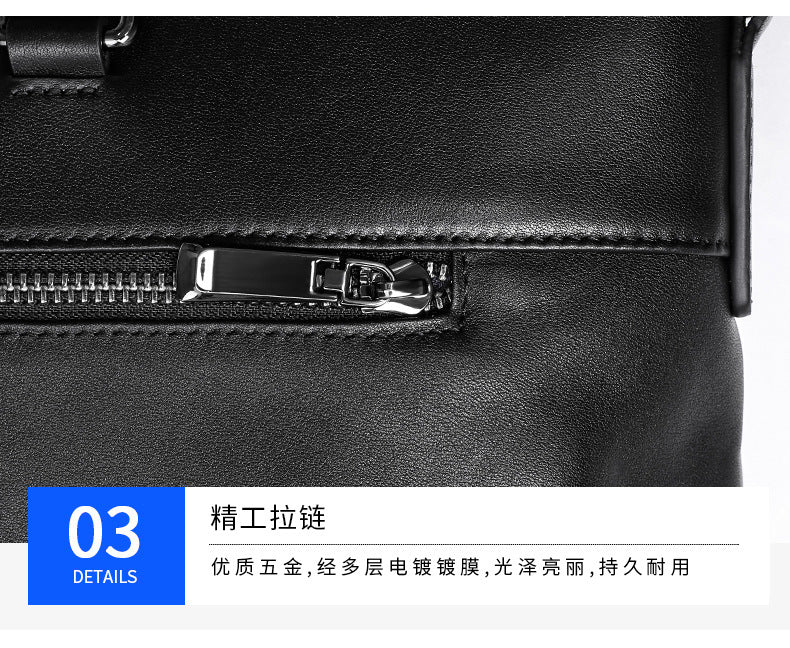 Men's Handbag Genuine Cowhide Leather Computer Bag Business Large Capacity Briefcase Crossbody Bag 