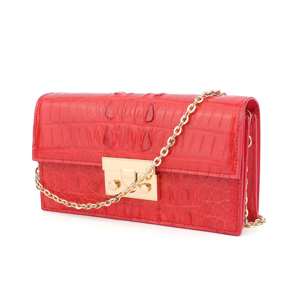 Ladies crocodile leather handbag large capacity clutch bag shoulder bag chain bag