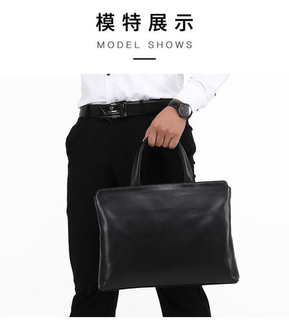 Men's Handbag Genuine Cow Leather Computer Bag Large Capacity Briefcase for Business Trips 