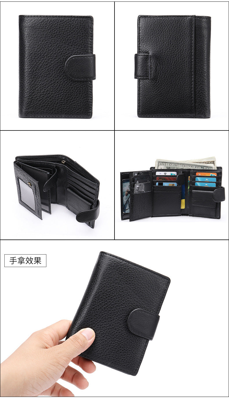 Men's short wallet cowhide genuine leather retro clutch bag card bag men's wallet 