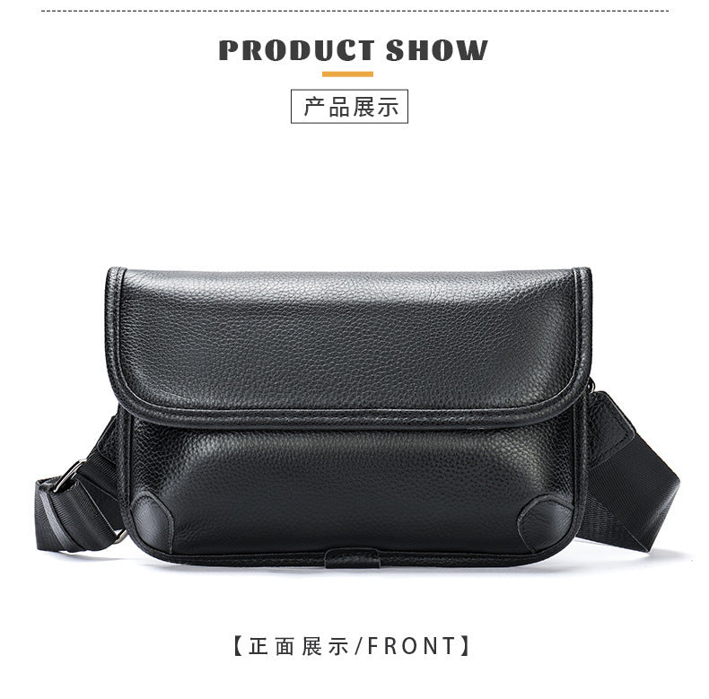 Men's Shoulder Bag Genuine Cowhide Leather Simple Fashion Men's Crossbody Bag 