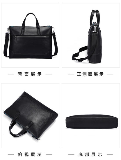 Men's handbag, genuine cowhide leather handbag, computer bag, high quality business briefcase 