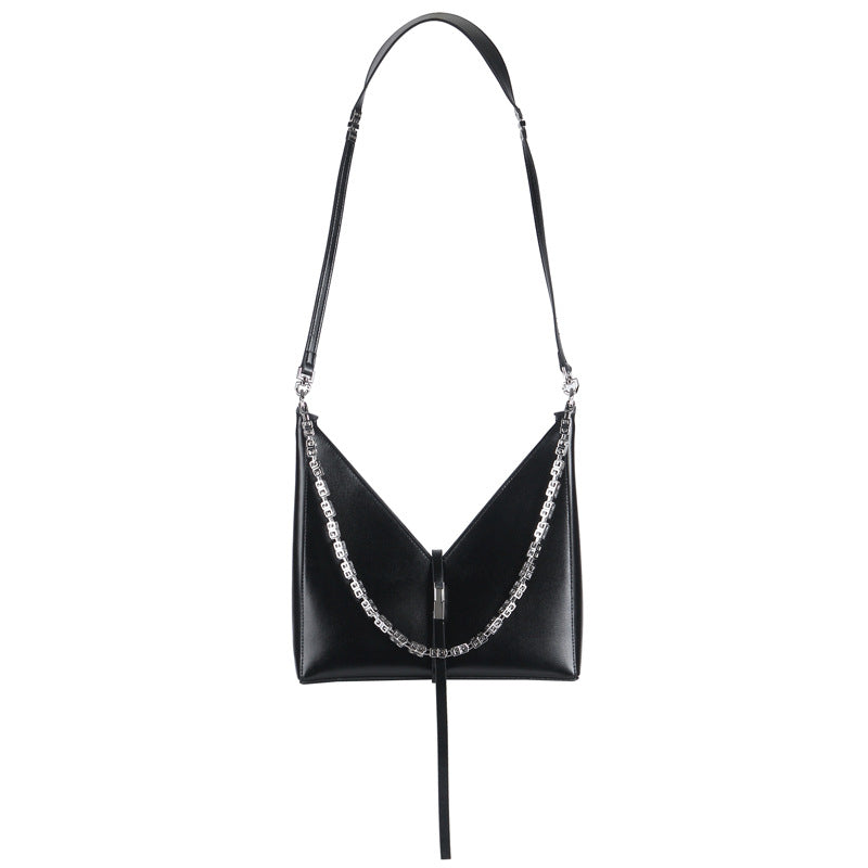 V-shaped chain bag armpit bag genuine leather shoulder bag fashionable women's bag