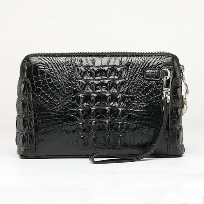 Men's Bag Crocodile Skin Genuine Leather Business Double Zipper Security Lock Privacy Protection Handbag 