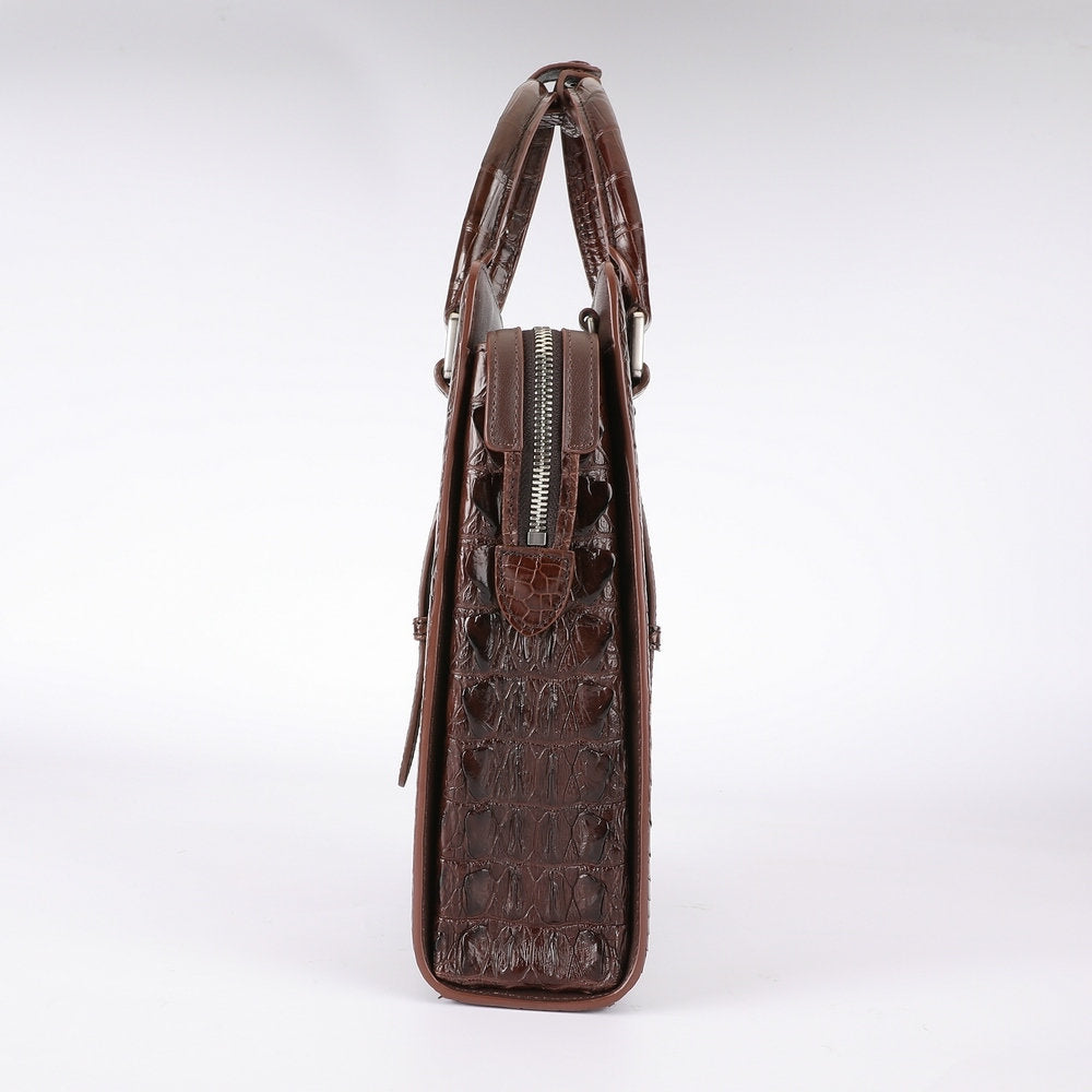 Crocodile Bone Skin Genuine Leather Men's Briefcase Business Commuting Casual Crossbody Shoulder Bag Vertical Handbag 