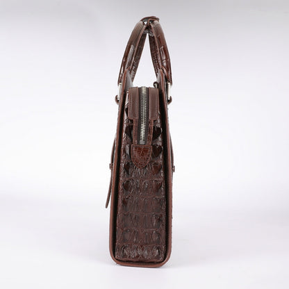 Crocodile Bone Skin Genuine Leather Men's Briefcase Business Commuting Casual Crossbody Shoulder Bag Vertical Handbag 