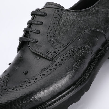 Ostrich skin genuine leather men's leather shoes Excellent breathability Men's business shoes 