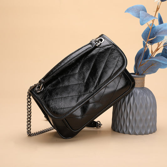 Big Chain Bag Cowhide Women Bag Genuine Leather Bag Fashion Trend Shoulder Bag Female Messenger Bag