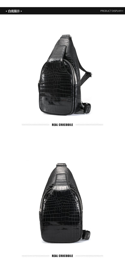 New Thai Siamese Crocodile Skin Men's Bust Bag Genuine Leather High Quality Casual Fashion Crossbody Shoulder Bag 