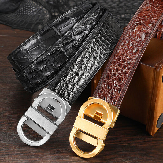 Siamese Crocodile Skin Genuine Leather Men's Belt Automatic Buckle Fashion Casual Business High Quality Men's Belt 