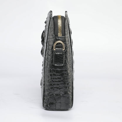 Crocodile Skin Genuine Leather Handbag Security Lock Business Casual Outdoor Conference Men's Bag 