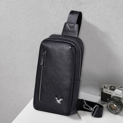 Men's bust bag cowhide Korean casual fashion simple crossbody bag 