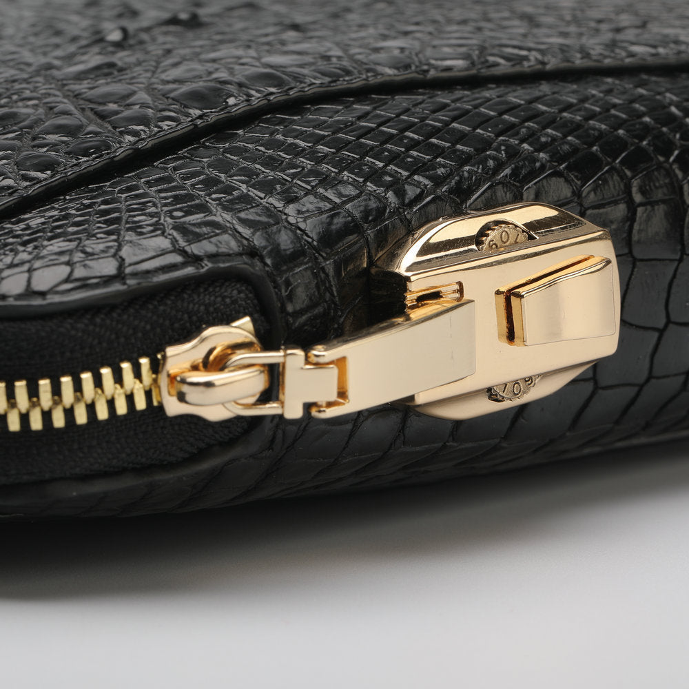 Crocodile Skin Genuine Leather Handbag Security Lock Business Casual Outdoor Conference Men's Bag 
