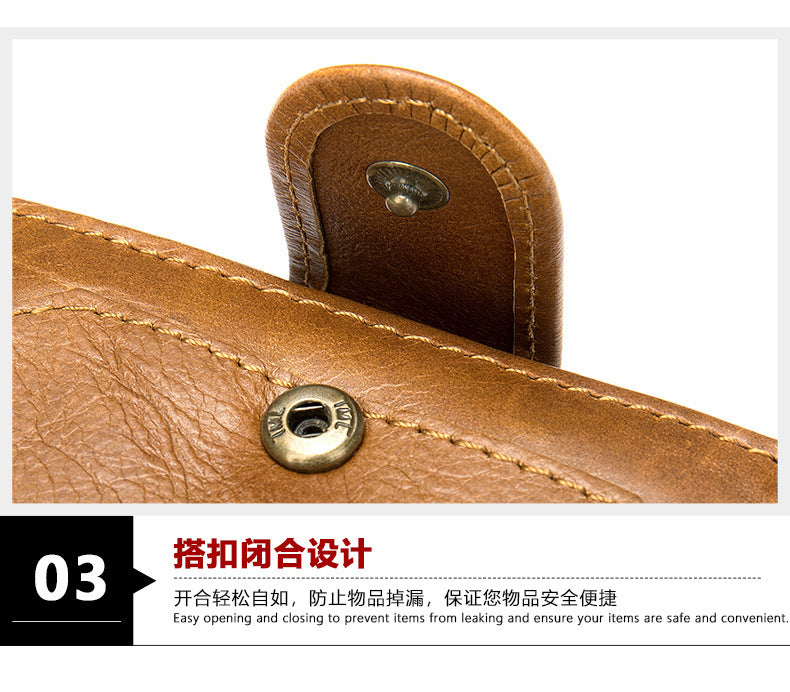 Men's Short Wallet Business Genuine Cowhide Leather Coin Purse Card Bag Men's Wallet 