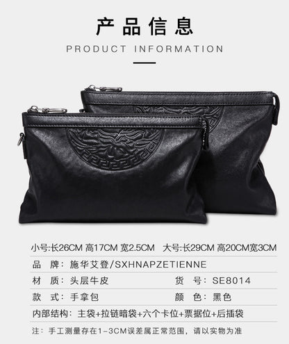 Men's Handbag Cow Leather Large Capacity Business Casual Fashion Men's Bag 