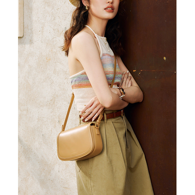 Women's cowhide crossbody bag Simple women's bag Shoulder bag Goes with anything