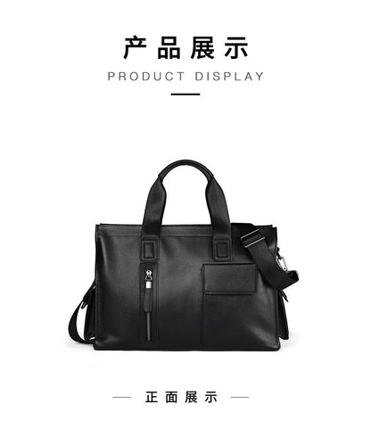 Men's handbag, genuine cowhide leather, computer bag, business large-capacity briefcase 