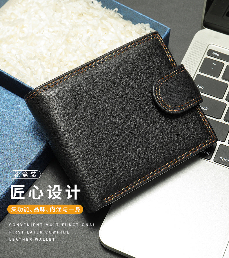 Men's short wallet made of genuine cowhide leather Casual men's wallet 