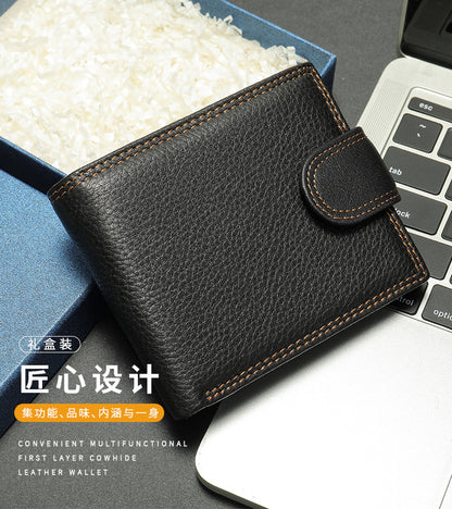 Men's short wallet made of genuine cowhide leather Casual men's wallet 