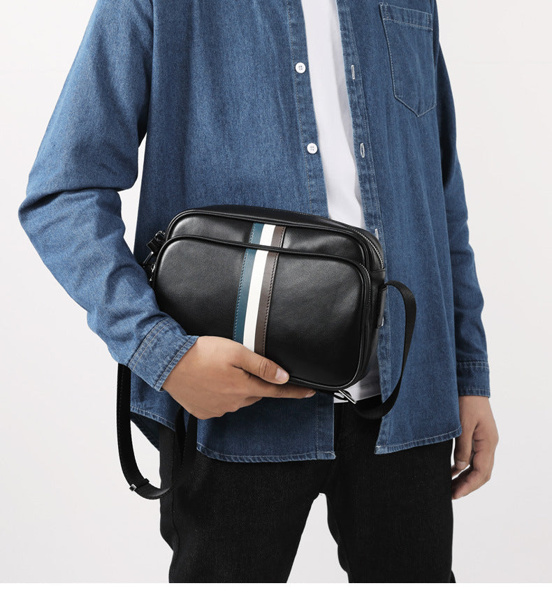 Men's shoulder bag, genuine cowhide leather, business fashion, large capacity, crossbody bag 