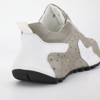 Men's Shoes Made of Ostrich Skin Genuine Leather Men's Shoes In-Heel Anti-Slip Fashion Casual Sneakers 