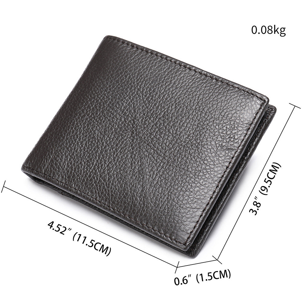 Men's short wallet made of genuine cowhide leather bifold folding DIY handmade wallet men's wallet 