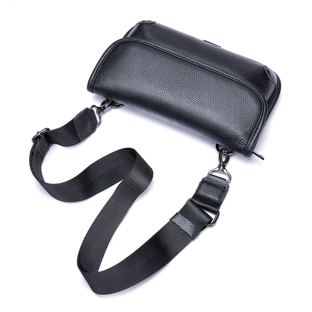 Men's Shoulder Bag Genuine Cowhide Leather Simple Fashion Men's Crossbody Bag 