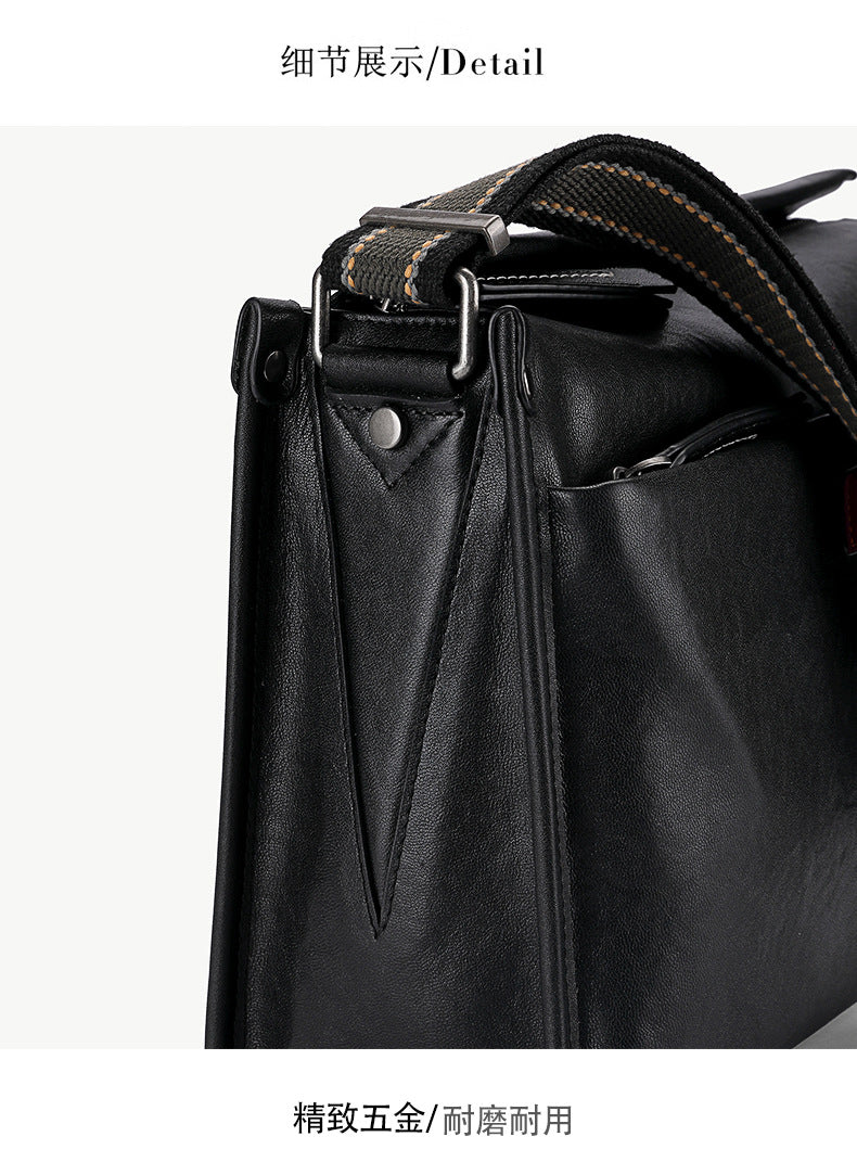 Men's Shoulder Bag Cowhide Genuine Leather Fashion Casual Commuting Crossbody Bag for Men 