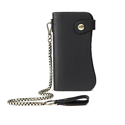 Men's Wallet Cow Leather Fashion Personality Zipper Clutch Bag Men's Card Bag Handbag 