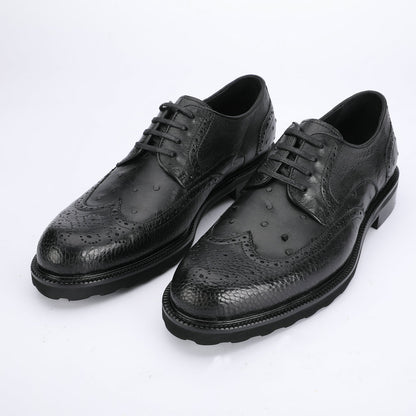 Ostrich skin genuine leather men's leather shoes Excellent breathability Men's business shoes 