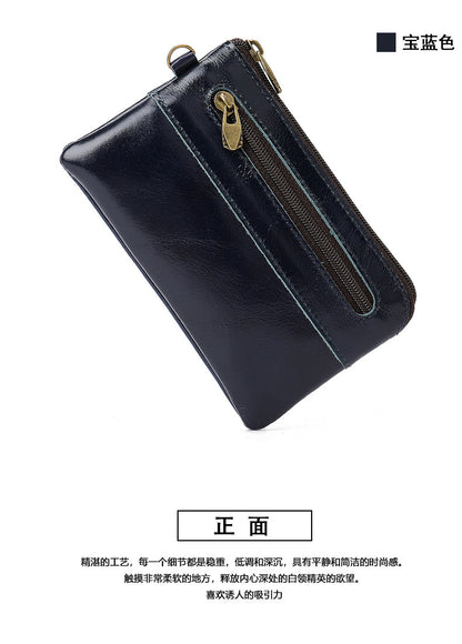 Men's Wallet Cow Leather Retro Casual Zipper Large Capacity Men's Wallet Coin Bag 