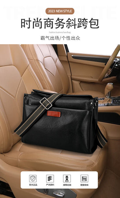 Men's Shoulder Bag Cowhide Genuine Leather Fashion Casual Commuting Crossbody Bag for Men 