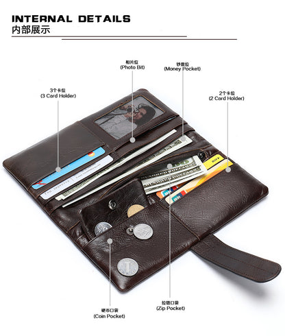 Men's Wallet RFID Coin Card Holder Retro Large Capacity Clutch Bag Men's Wallet 